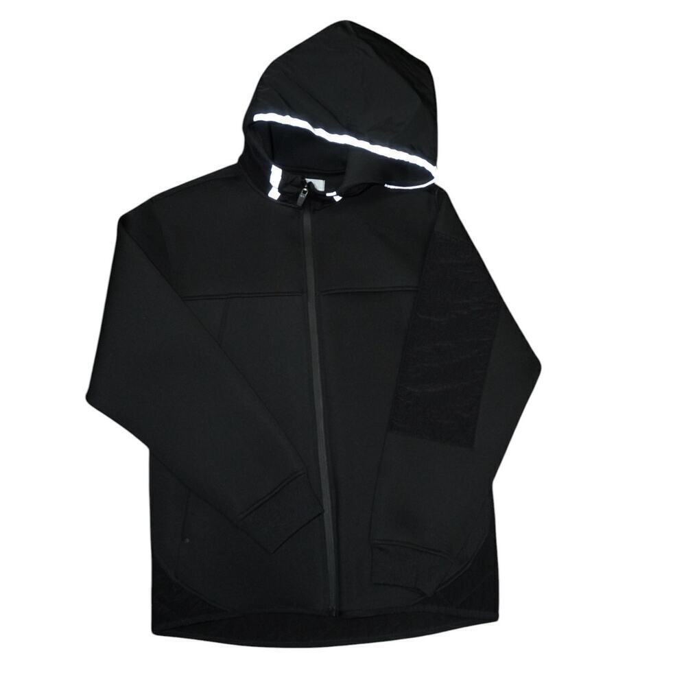 Zara Black Hooded Full-Zip Jacket with Reflective Trim - Size 13-14 Youth XL